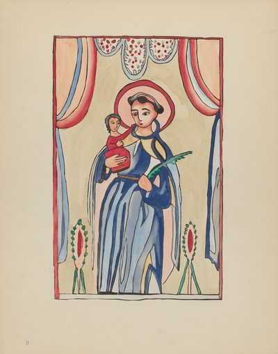 Plade 8: Saint Anthony of Padua: Fra porteføljen "Spanske koloniale designs i New Mexico" af American 20th Century