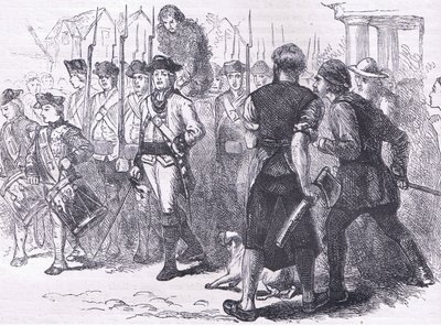 En landsmand tjæret og fjerklædt, illustration fra Cassells History of the United States udgivet af Cassell, Petter & Galpin, ca. 1900 (litho) af American English school
