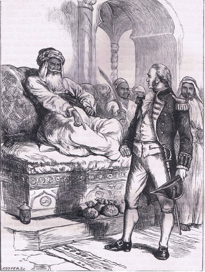 Captain Bainbridge and the Dey of Algier, illustration fra Cassells History of the United States udgivet af Cassell, Petter & Galpin, ca. 1900 (litho) af American English school