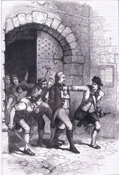 Huddy ført fra fængslet for at blive hængt, illustration fra Cassells History of the United States udgivet af Cassell, Petter & Galpin, ca. 1900 (litho) af American English school