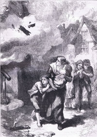 Hændelse i afbrændingen af Norfolk, illustration fra Cassells History of the United States udgivet af Cassell, Petter & Galpin, ca. 1900 (litho) af American English school