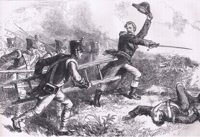 Pakenham leder angrebet af New Orleans, illustration fra Cassells History of the United States udgivet af Cassell, Petter & Galpin, ca. 1900 (litho) af American English school