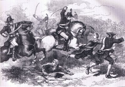 Rout of the loyal recruits, illustration fra Cassells History of the United States udgivet af Cassell, Petter & Galpin, ca. 1900 (litho) af American English school