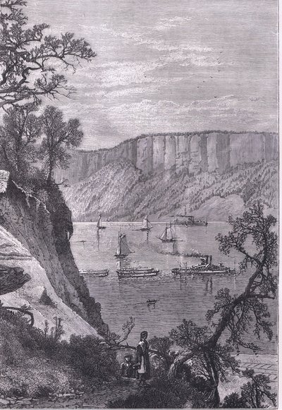 The Palisades of the Hudson, illustration fra Cassells History of the United States udgivet af Cassell, Petter & Galpin, ca. 1900 (litho) af American English school