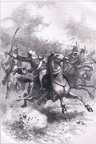 Anklagen for Pulaski, illustration fra Cassells History of the United States udgivet af Cassell, Petter & Galpin, ca. 1900 (litho) af American English school