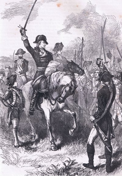Uafhængighedserklæringen læst for hæren, illustration fra Cassells History of the United States udgivet af Cassell, Petter & Galpin, ca. 1900 (litho) af American English school