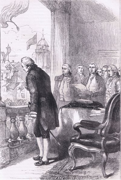 Installationen af Washington, illustration fra Cassells History of the United States udgivet af Cassell, Petter & Galpin, ca. 1900 (litho) af American English school