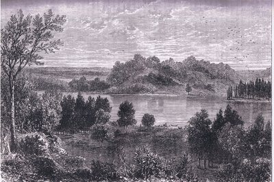 The valley of the Mississippi, illustration fra Cassells History of the United States udgivet af Cassell, Petter & Galpin, ca. 1900 (litho) af American English school