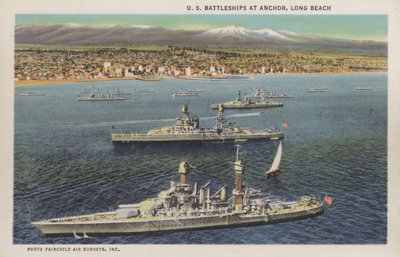 Californien: Amerikanske slagskibe for anker, Long Beach (foto) af American Photographer (after)