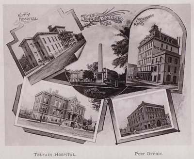 Byens Hospital; Johnson Square; Greene Monument; Morning News, Telfair Hospital, Post Office (s/h foto) af American Photographer (after)