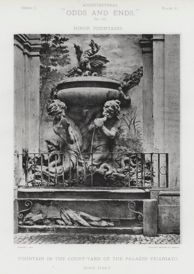 Springvand i gården til Palazzo Vicariato, Rom, Italien (s/h-billede) af American Photographer (after)