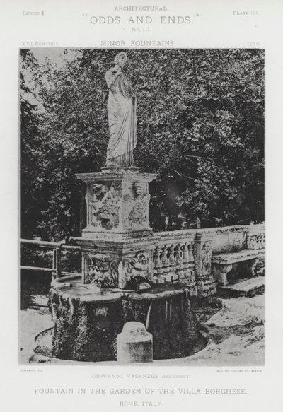 Springvand i Villa Borghese-haven, Rom, Italien (s/h-billede) af American Photographer (after)