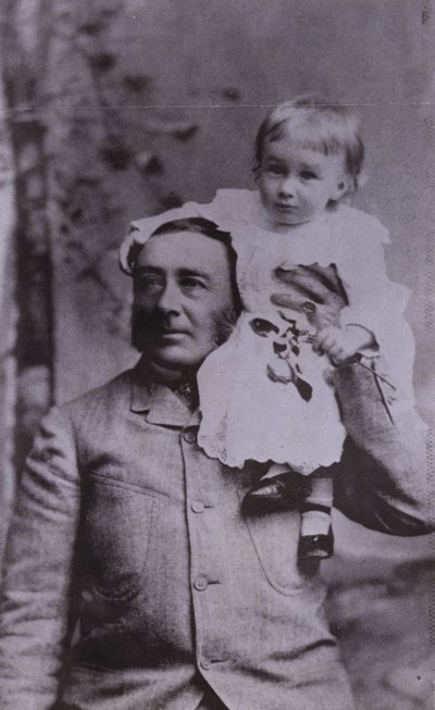 Franklin D Roosevelt, amerikansk politiker og 32. præsident i USA, som et lille barn med sin far af American Photographer (after)