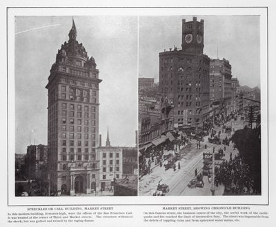 San Francisco: Spreckles or Call Building, Market Street; Market Street, der viser Chronicle Building (s/h-billede) af American Photographer (after)