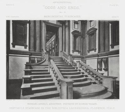 Vestibule-trappe i Biblioteca Laurenziana, Firenze, Italien (s/h-billede) af American Photographer (after)