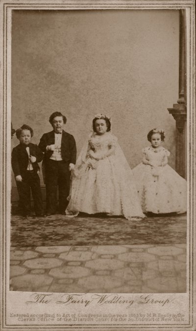 Bryllupsfotografi af Charles Sherwood Stratton, amerikansk entertainer kendt som General Tom Thumb, og hans kone, Lavinia Warren af American Photographer (after)