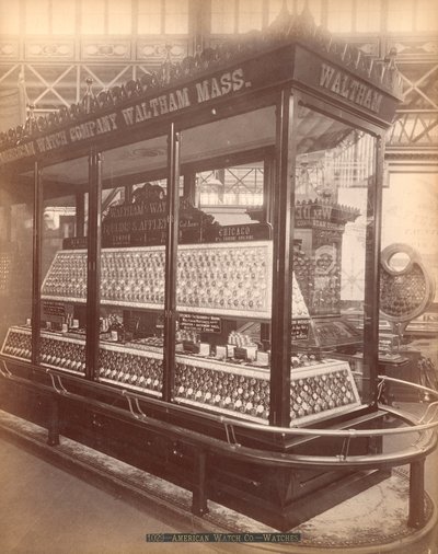American Watch Co.s udstilling, hovedbygning, Centennial International Exhibition, Philadelphia, 1876 (albumin print) af American Photographer