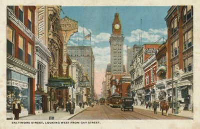 Baltimore Street, set mod vest fra Gay Street (farvefoto) af American Photographer