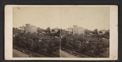 Bygning og grund, Oneida Community, New York State, ca. 1870 (s/h-foto) af American Photographer
