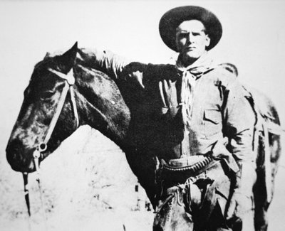Butch Cassidy (1866-1908/09) med sin hest (s/h foto) af American Photographer
