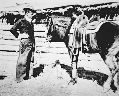 Butch Cassidy (1866-1908/09) med sin hest (s/h foto) af American Photographer