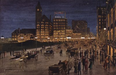 Chicago: Michigan Boulevard om natten (farvefoto) af American Photographer