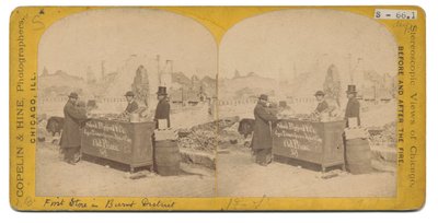 Første butik i det brændte distrikt, 1871 af American Photographer
