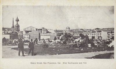 Geary Street, San Francisco, efter jordskælvet og branden af American Photographer