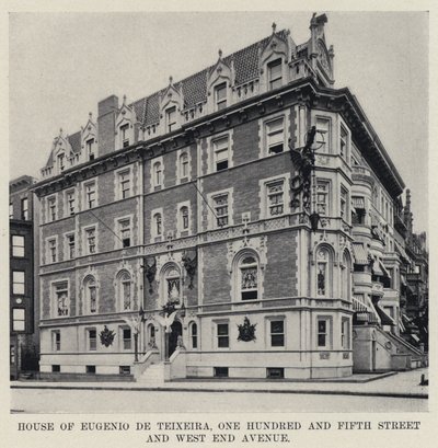 House of Eugenio de Teixeira, One Hundred and Fifth Street og West End Avenue (s/h foto) af American Photographer
