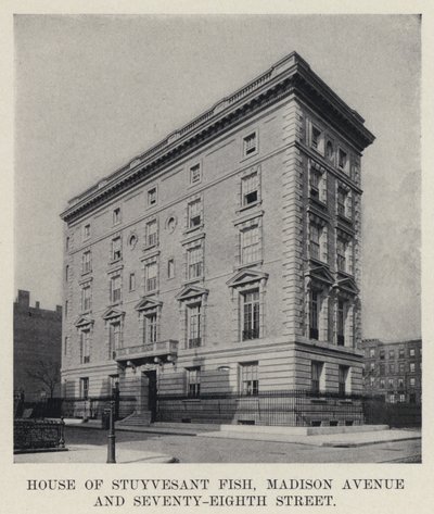 House of Stuyvesant Fish, Madison Avenue og Seventy-Eighth Street (s/h-billede) af American Photographer