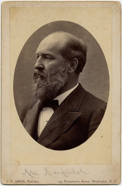 James Abram Garfield (1831-81), 20. præsident for USA, foto af J F Jarvis, Washington DC (albumfoto) af American Photographer