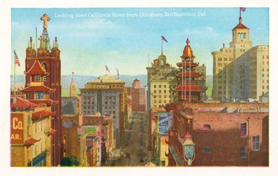 Kigger ned ad California Street fra Chinatown, San Francisco, Californien (farvefoto) af American Photographer