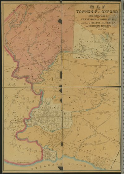 Kort over Township of Oxford, Boroughs of Frankford & Bridesburg med dele af Bristol, N. Liberties og Cheltenham Townships, 1849 af American Photographer