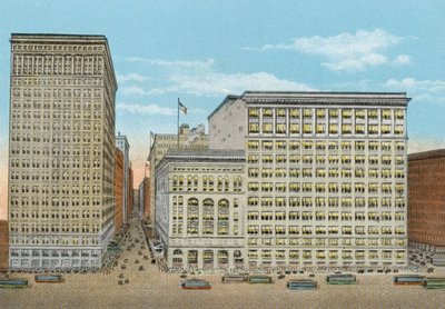 Marshall Field and Company, detailbutikker, Wabash og Washington (farvet foto) af American Photographer