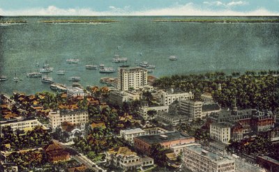Miami, Florida, ca. 1925: Udsigt over Miami i fugleperspektiv (farvefoto) af American Photographer