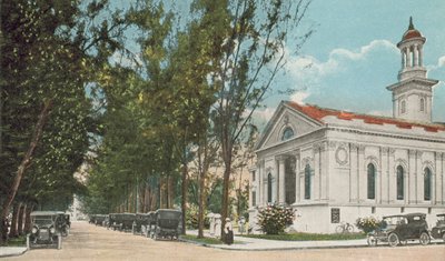 Miami, Florida, ca. 1925: Street View, der viser den presbyterianske kirke (farvefoto) af American Photographer