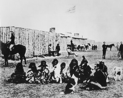 North West Mounted Police ved Fort Calgary i 1876 (s/h foto) af American Photographer