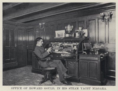 Howard Goulds kontor i hans Steam Yacht Niagara (s/h foto) af American Photographer