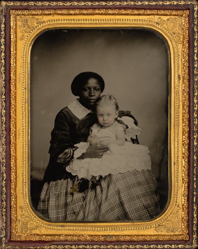 Portræt af en kvinde og et barn,ca. 1860 (foto) af American Photographer