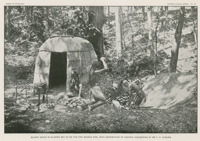 Stenbrudsgruppe i gips opstillet på Piny Branch-grunden af American Photographer