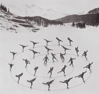 Skøjteløb med Bror Meyer: Udvendig fremadrettet spiral (s/h-foto) af American Photographer