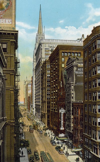 Washington Street, ser øst fra Wells Street (farvet foto) af American Photographer