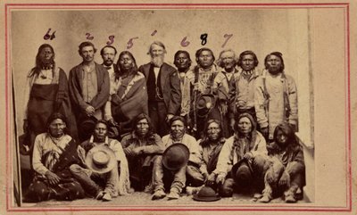 William F.M. Arny med apache- og ute-høvdinge, 1867 (foto) af American Photographer