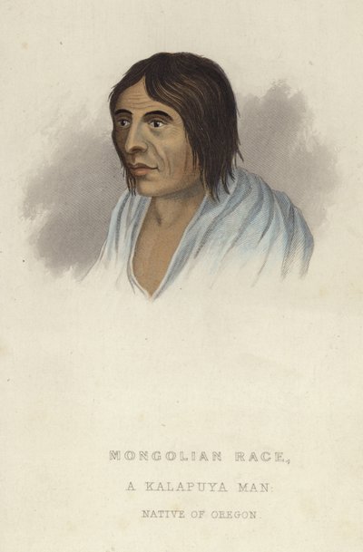 En Kalapuya-mand (farvegravering) af American School