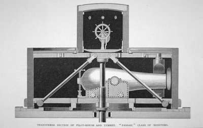 Et udsnit af Passaic Class Single-Turret Ironclad Monitor (gravering) af American School