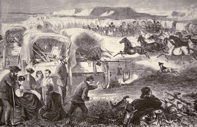 Et vogntog blev til en indhegning på Oregon Trail af American School
