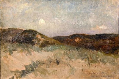 Et landskab i skumringen, ca. 1870 (olie på lærred) af American School
