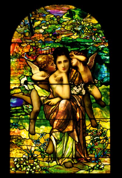 Et blyindfattet og belagt favrile glasvindue, ca. 1895 af American School