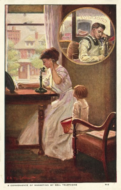 Et marketingtelefonopkald (farve litho) af American School