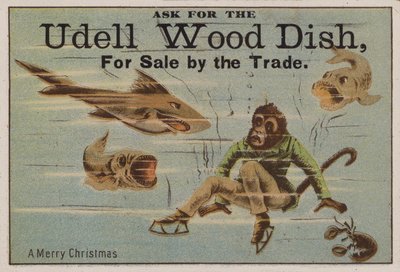 Glædelig jul, handelskort, der reklamerer for Udell træfade af American School